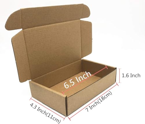 Image of Small Cardboard Shipping Box Mailers 7 x 4.3 x 1.6 Inch Corrugated Packaging Storage Boxes 50 Pack