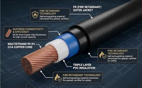 Image of AKIA KABLES 1 sq mm PVC Insulated Industrial Multistrand Wire & Cable | 1100V Grade | Fire Retardant, Heat Resistant, Triple Layer Protected Electrical Wire (90 Metre) (Blue, 1 SQMM) CCA WIRE