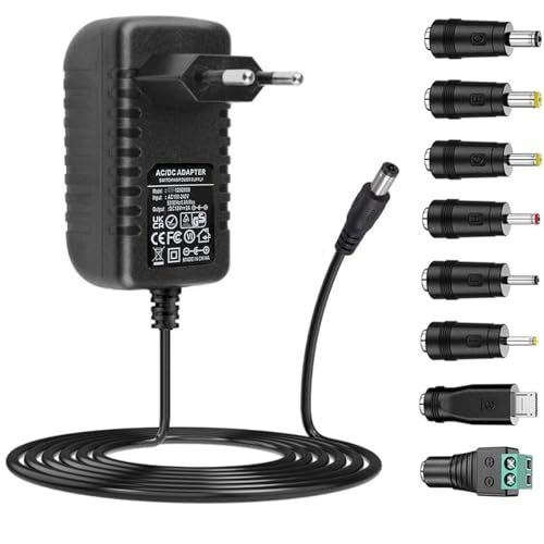 Alimentatore AC 12V 2A Alimentatore Wireless AC220V da 230V a DC12V con 8 adattatore per spina...