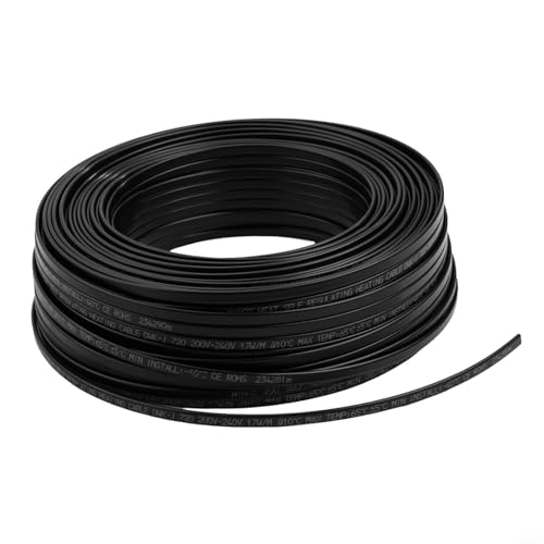 MoSundi Cavo riscaldante autoregolante, 17 W/m, 220 V, per tetti, grondaie e tubi dell'acqua, protezione antigelo con rivestimento in PE resistente ai raggi UV, 5 m-100 m (5 m) 100 m