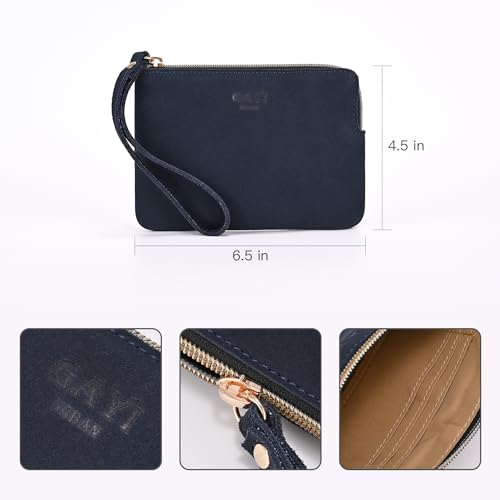Image of Genuine Leather 4.5 x 6.5 Wristlet Purse for Women, Evening Wristlet Pouch Clutch Bag