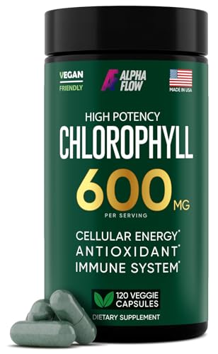 Chlorophyll Capsules 600 mg - Natural Chlorophyll Pills for Women & Men - Highly BioAvailable Chlorophyll Supplement for Energy Immunity Skin + Internal Deodorant
