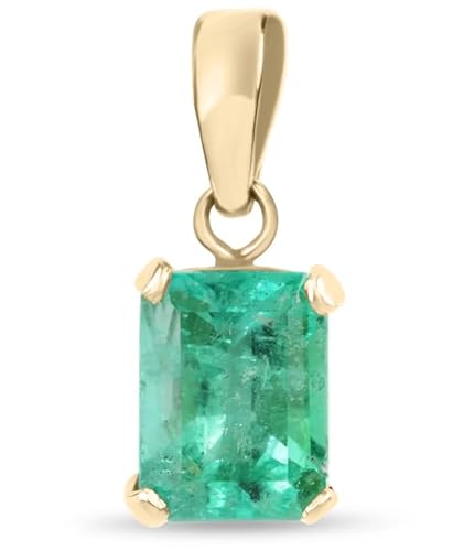 Trinket Gems Jewellery Natural Colombian Emerald Pendant, Emerald Cut, 925