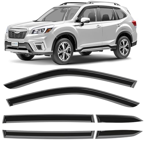 CLIM ART Incredibly Durable Rain Guards for Subaru Forester 2019-2024 Limited, Touring, Original Tape-on Window Deflectors,Vent Deflector,Window Visors,Car Accessories,6pcs.- 519347