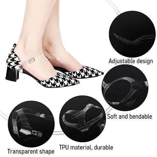 DPWOUM 2 Pairs 12x0.6 Shoe Straps for Heels Detachable Clear Shoe Belt Ankle Strap Laces Anti Loose Shoelace Accessories for Holding Loose High Heel woman