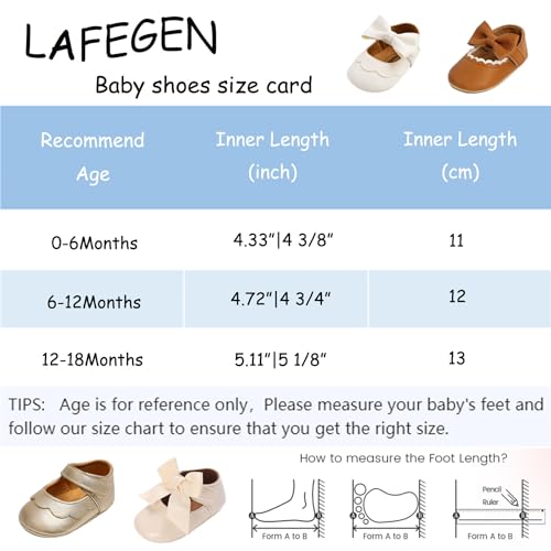 LAFEGEN Baby Girls Mary Jane Flats with Bownot Non Slip Soft Sole PU Leather Newborn Infant Toddler First Walker Cirb Dress Shoes, 0-6 Months Infant, 07 White by LAFEGEN - Used condition - Image 5