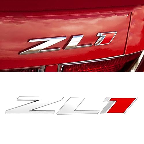 Image of 3D Raised Letters ZL1 Emblem Metal Side Rear Door with Adhesive Backing Fits for Chevy Camaro Rs Ss Automotive Decoration(Silver Red)