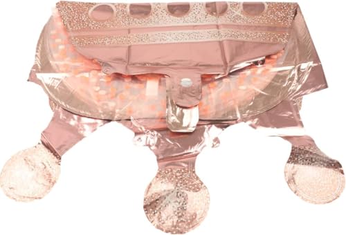 Image of Rose Gold Crown Mylar Balloons And Pink Birthday Large Round Mylar Balloons Set For Birthday Decorations For Women