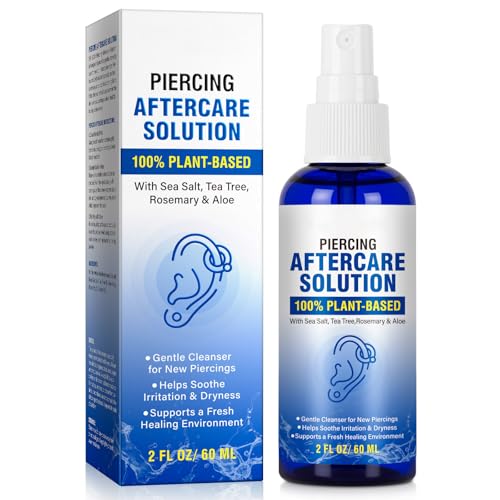 Piercing Aftercare Spray Ear Piercing Cleaner Gentle Plant-Based Cleanser to Soothe Irritation and Dryness 60 ml