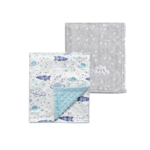 Image of CREVENT 2Pcs 75cmX100cm Cute Cozy Fluffy Warm Baby Blankets for Infants Toddlers' Bedding Crib Cot Stroller - Grey Cloud + Mink Space