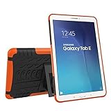 Sunrive Für Samsung Galaxy Tab E T560N 9,6 Zoll, Hülle Tasche Schutzhülle Etui Case Cover Hybride Silikon Stoßfest Hüllen Zwei-Schichte Armor Design schlagfesten Ständer Slim Fall(Orange)
