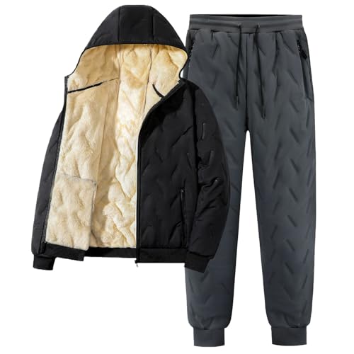 Survêtement d'hiver pour homme ensemble 2 pièces thermique uni avec veste zippée polaire et jogging