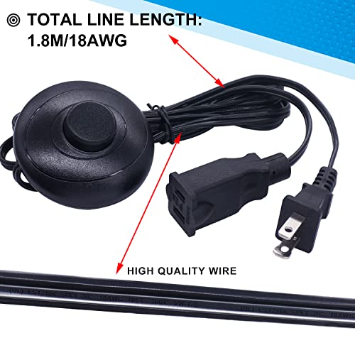 Twidec N-012-1.8MX Foot Switch Floor Black Foot Pedal Push Switch Round Inline Lamp Light On-Off Control Foot Switch 3A 125Vac thumb #5