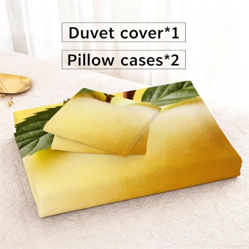 Housse de couette 140x200 douce en microfibre jaune à fermeture éclair