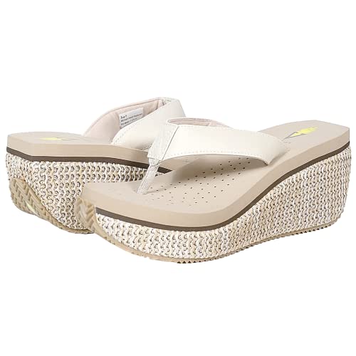 Image of Volatile Island Wedge Sandals for Women Featuring Slip-On Thong Platform Style with EVA Insole and Rubber Outsole