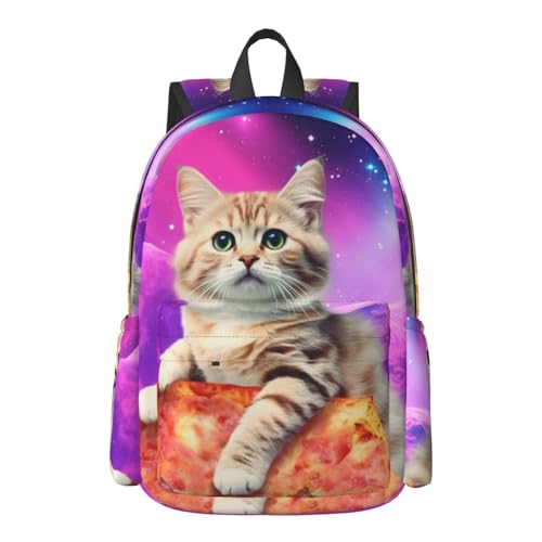 16 inch backpack Galaxy Cute Pizza Cat Laptop Backpack Full Print School Bookbag Shoulder Bag for Travel Daypack