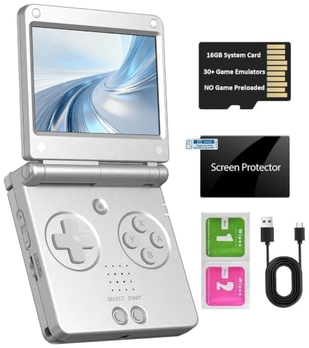 Image of RG SP Retro Handheld Game Console , RGSP Flip Portable Game Console 3.4 Inch IPS Screen H700 Linux 64-bit System Support WiFi Bluetooth 16G SD Card 30+ Game Emulators No Game Preloaded(Platinum)