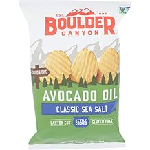 Boulder Canyon Kettle Cooked Potato Chips, Avocado Oil & Sea Salt, 5.25 Ounce Pack of 12