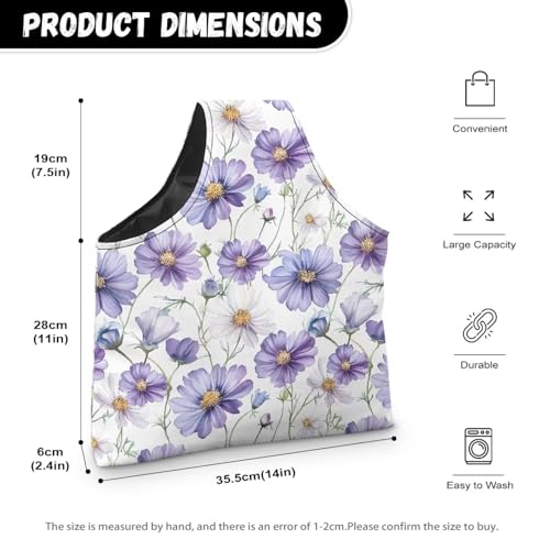 Image of KUIFORTI Purple Flower Knitting Tote Bag Yarn Bag Lightweight for Crocheting on The Go, Travel Project Wrist Storage for Knitting Needles, Crochet Supplies Portable