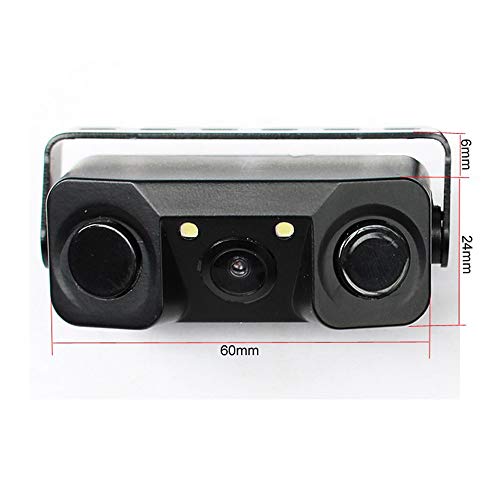 Polarlander 3 in 1 Rear View Camera Waterproof Video Parking Sensor Car Reverse Backup Camerawith 2 Radar Detector Sensors BiBi Alarm