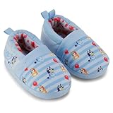 Bluey & Bingo Plush Kids Slippers - Cozy Slip-On Aline Slippers for Boys & Girls Featuring, Bandit, Chilli & Bingo (Blue, 7)