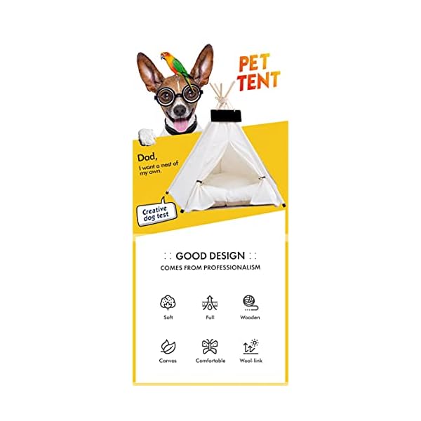 Dog Teepee Pet Tents Tipi Portable Houses Puppy Cat Bed with Thick Cushion (L:60 * 60 * 70CM) Dog Teepee Pet Tents Tipi Portable Houses Puppy Cat Bed with Thick Cushion (L:60 * 60 * 70CM)