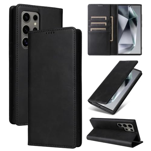 Coque Samsung Galaxy A07 portefeuille cuir noir avec clapet magnétique