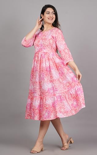 Image of Kuruti B Sheets Women's Cotton Floral Printed Regular Fit Anarkali Kurta for Women