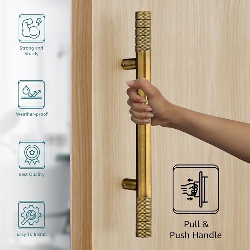 Image of Plantex Heavy Duty Main Door Handle /Door & Home Decore /14 Inch Main Door Handle /Pull-Push Handle - Pack of 1 (Brass Antique) - 3 Years Warranty