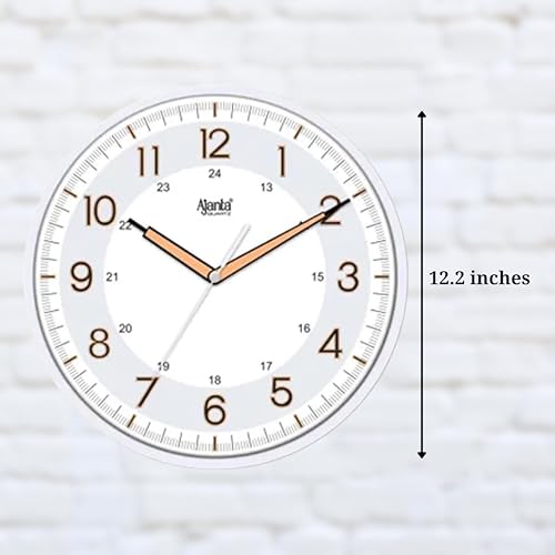 Ajanta Night Glow Radium Plastic Wall Clock (310 X 44 X 310 Mm, Pearl White) - Analog