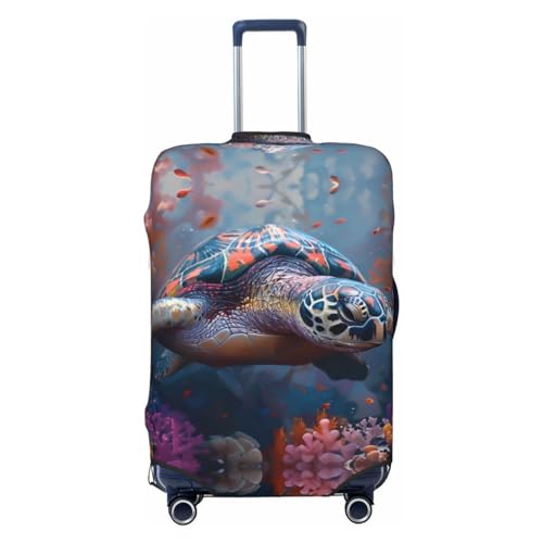 Underwater Lazy Turtle Luggage Cover Protector Anti-Scratch Washable Fits 18-32 Inch Luggage-Large