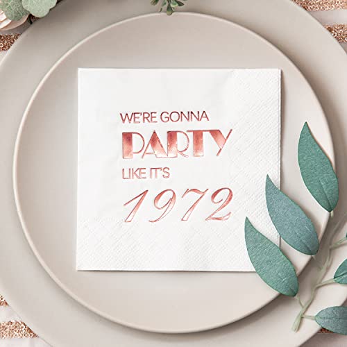 Crisky NPK038-1970GONNAPARTY-ROSEGOLD-50 50Th Birthday Cocktail Napkins Rose Gold thumb #2