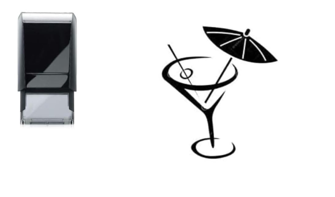 Athena Stamps Black Ltd - Cocktail Party Glass - Loyalty Reward Self Inking Stamp - 11Mm Suitable For Pubs, Clubs, Bars, Restaurants, Night Clubs Etc In Ink