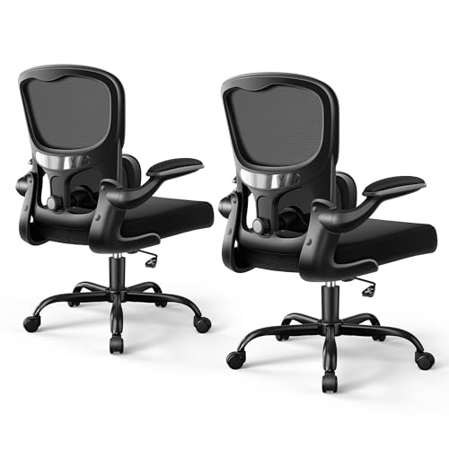 Image of ALLGOD Ergonomic Office Chair, Breathable Mesh Ergonomic Desk Chair with Adjustable Lumbar Support, Flip-up Armrests, Computer Chairs Comfortable for Home, Office, Work, 300lbs, Black (2Pack)