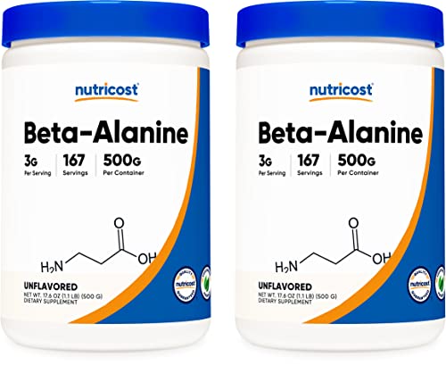 Image of Nutricost Beta Alanine 500 Gram Bottles (2 Pack for 1 KG) - Pure Beta Alanine