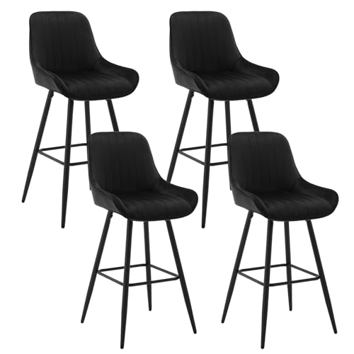 WOLTU 4×Tabourets de Bar Hauts avec Dossier, Chaise Moderne avec Repose-Pieds Carré, Tabouret...