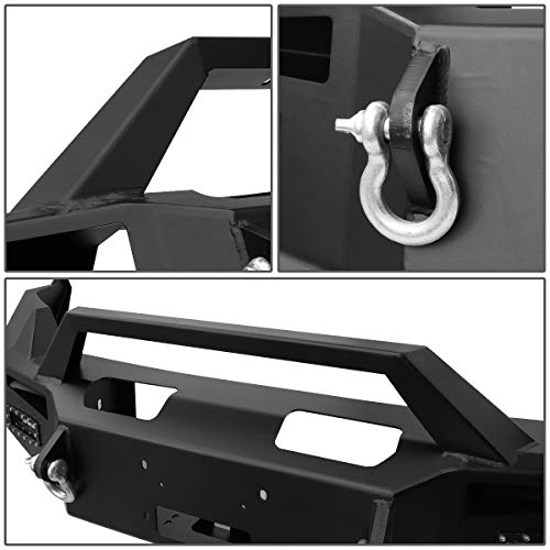 Image of DNA Motoring FGBP-003 1-Piece Design Rock Crawler Front Winch Bumper w /LED Fog Light Compatible with 13-18 Dodge Ram 1500, Black