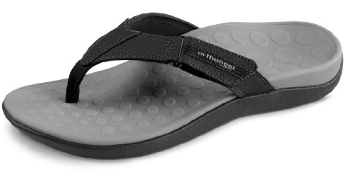 Vionic Men's Ryder Toe Post Sandal Black and Grey Medium 8 US