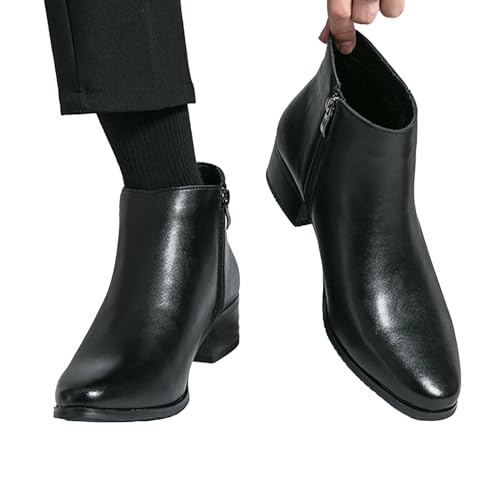 Men's Classic Polished Leather Side Zip Chelsea Ankle Boots Pointed Toe Slip-On Warm Comfortable Waterproof Chukka Boots Fashion Low Heel Business Dress Chelsea Boots4