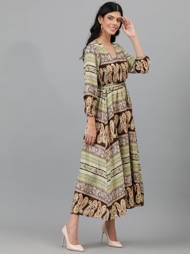 Image of KOTTY Women's Polyester Blend Fit and Flare Maxi Dress