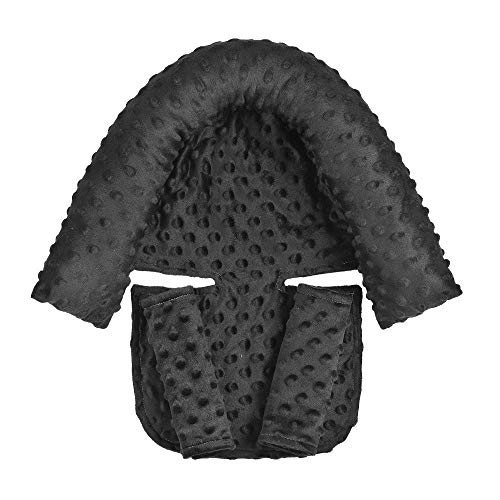 Image of HNHUAMING Baby Head Support and Strap Covers, Infant Head Support Pillow, Super Soft Head and Neck Cushion for Car Seat, Baby Headrest and Carseat Neck Cover(Black)
