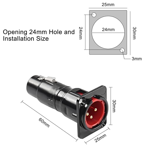 XLR Jack Pannello 3 Pins Nero Maschile & Femmina Microfono - Foto 5