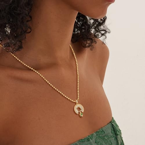 Fettero Dainty Gold Necklace for Women, 14K Gold Plated Pendant Necklace Cubic Zirconia Charm Necklaces for Women Jewelry Gift