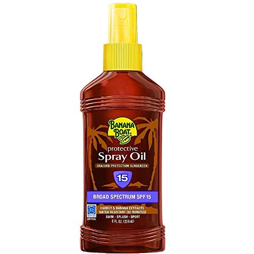 Banana Boat Protective Spray Oil, Sunscreen SPF 15 8 oz (Pack of 4)