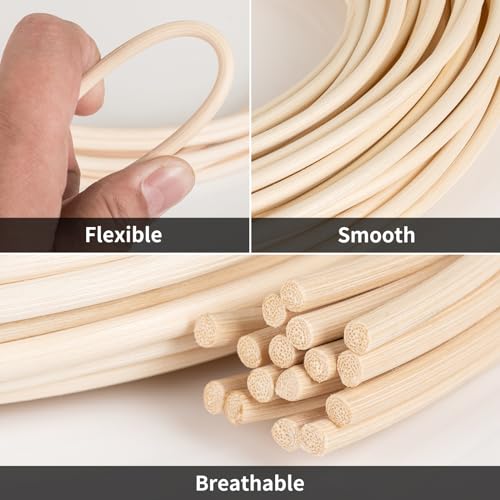 Natürliche Rattan-Spline, 50 g/Rolle, 5 mm runde Ratan-Rolle, Reparaturstab für Weidenstuhl, Weidenkorb und Bastelprojekte