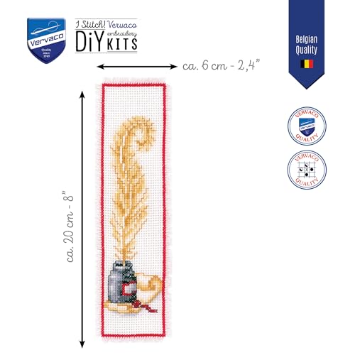 Image of Vervaco Cross Stitch Bookmark Kit Goose Feather 2.4 inch x 8 inch