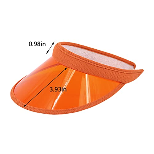 Vimoisa Unisex Sun Visor Hat Clip On Uv Protection Transparent Pvc Sport Cap Empty Top Hat For Outdoor Beach Party Orange #TOP2