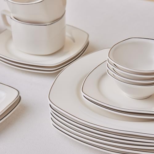 Karaca Padoca 26-teiliges Tafelservice für 6 Personen – Elegantes Frühstücksset aus Edlem Porzellan mit Tellern, Schalen, Tassen und Servierplatten