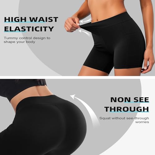 Diu Life High Waisted Biker Shorts Women with Pockets - 5" Tummy Control Spandex Gym Workout Running Yoga Shorts2