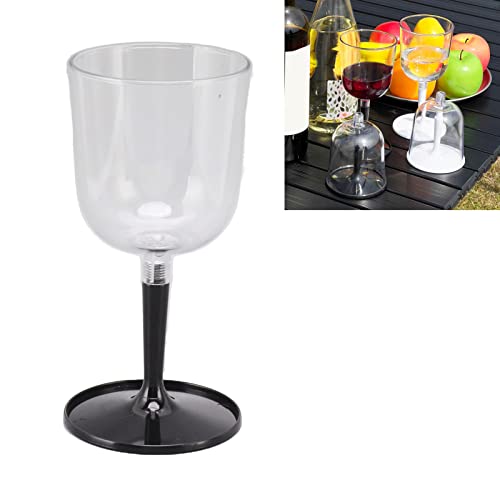 TOPINCN Portable Detachable Wine Glass, Keeps Drinks Cool Beautiful Travel Wine Glasses Clear for Outdoor (Black) - Image 2